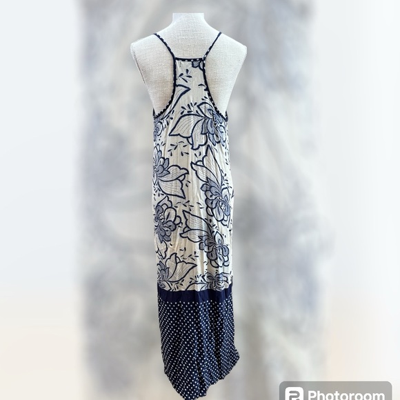 Solitaire sz LG maxi sleeveless summer dress long like new racerback lined - Picture 3 of 6